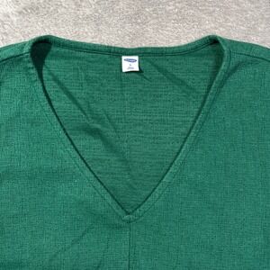 Old Navy Women's XL V-Neck 3/4 Sleeve Tie Front Top‎ Victorian Jade Green Boho